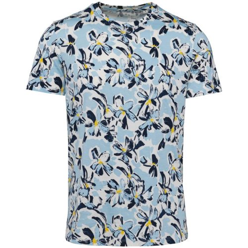 Herren T-Shirt Tropen-Druck NS350 – Native Spirit in Ivory Floral Blue