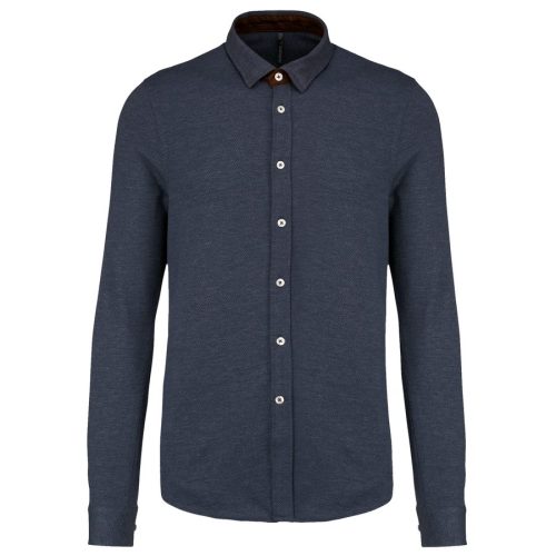 Langarm-Jacquardhemd K507 – Kariban in Jacquard Blue