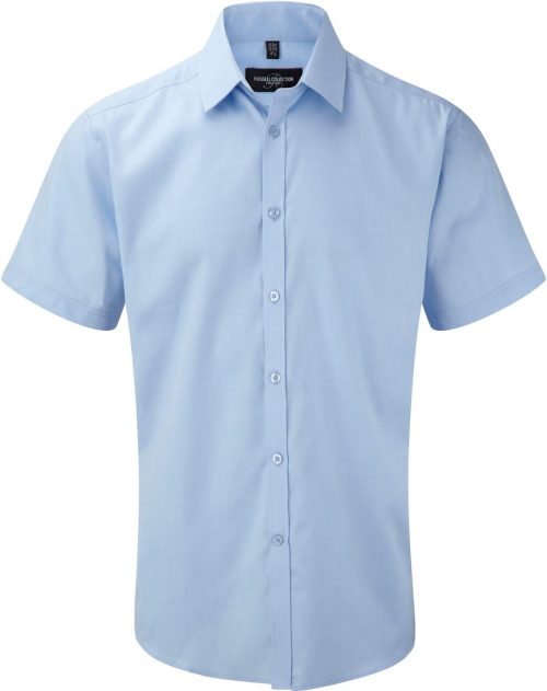 Men's Short Sleeve Herringbone Shirt R-963M-0 – Russell in Light Blue