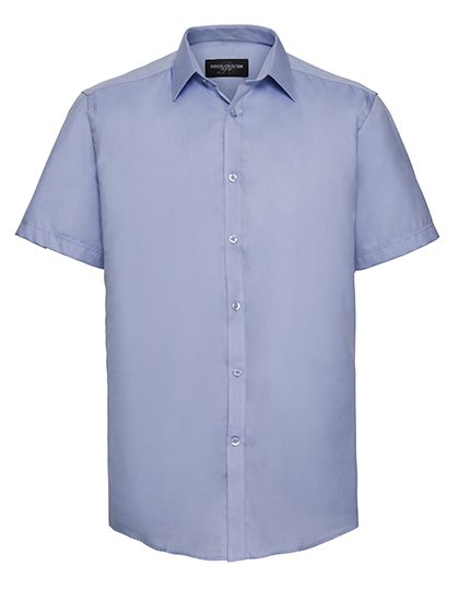 Men´s Short Sleeve Tailored Herringbone Shirt – Russell Athletic Collection in Light Blue