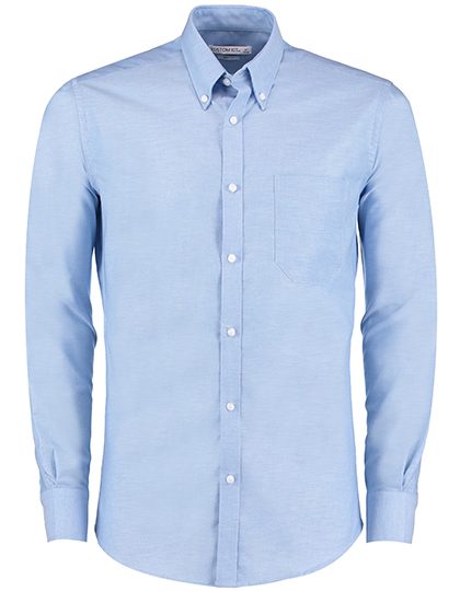 Men`s Slim Fit Workwear Oxford Shirt Long Sleeve – Kustom Kit in Light Blue