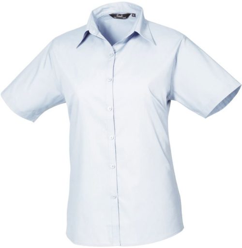 Women's Short Sleeve Poplin Blouse – Premier in Light Blue