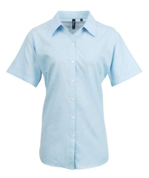 Women's Short Sleeve Signature Oxford Blouse – Premier in Light Blue