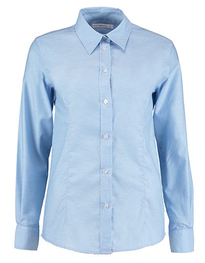 Women´s Tailored Fit Workwear Oxford Shirt Long Sleeve – Kustom Kit in Light Blue