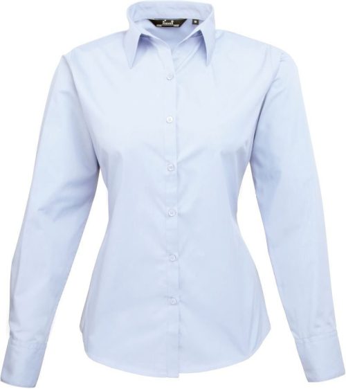 Women's Long Sleeve Poplin Blouse – Premier in Light Blue