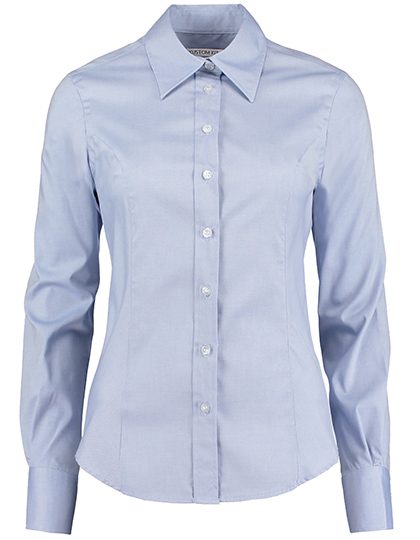 Women´s Tailored Fit Corporate Oxford Shirt Long Sleeve – Kustom Kit in Light Blue