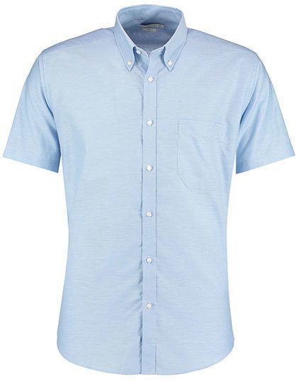 Men´s Slim Fit Workwear Oxford Shirt Short Sleeve – Kustom Kit in Light Blue