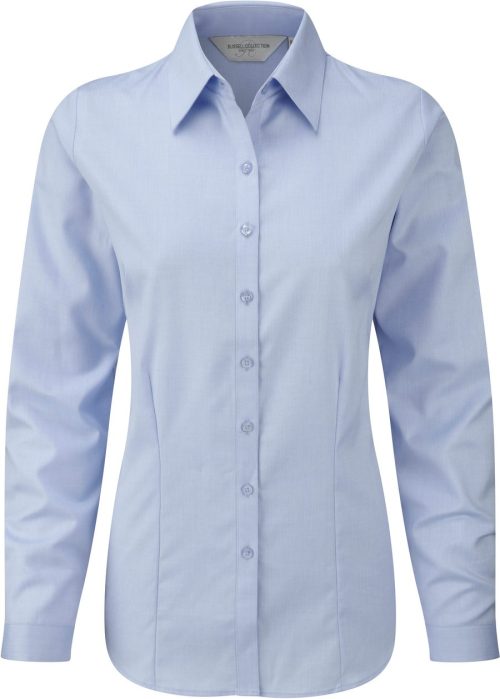 Ladies Long Sleeve Herringbone Shirt R-962F-0 – Russell in Light Blue