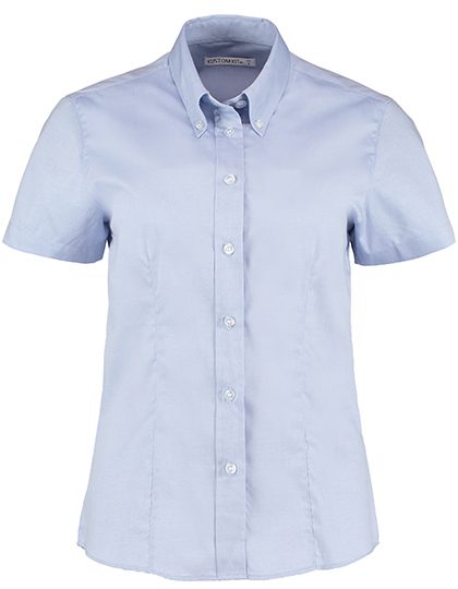 Women´s Tailored Fit Corporate Oxford Shirt Short Sleeve – Kustom Kit in Light Blue