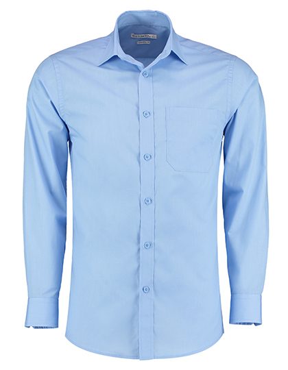 Men´s Tailored Fit Poplin Shirt Long Sleeve – Kustom Kit in Light Blue