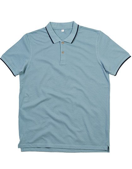 The Tipped Polo – Mantis in Light Denim/Navy