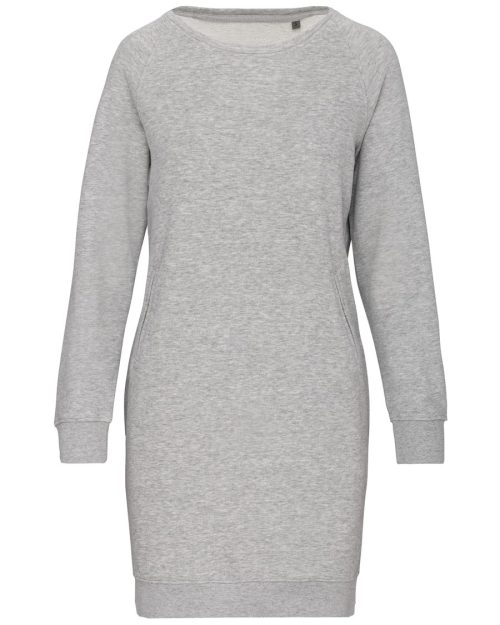 Bio-Loungekleid aus Fleece K493 – Kariban in Light Grey Heather
