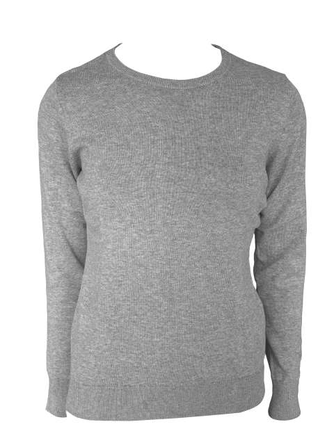 Women’s Crew Neck Fine Gauge Cotton Pullover – Legend Classics in Light Melange Grey