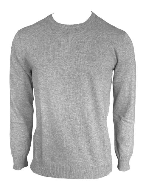 Men’s Crew Neck Fine Gauge Cotton Pullover – Legend Classics in Light Melange Grey