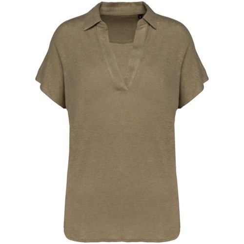 Damen-Polohemd aus Leinen NS221 – Spasso in Light Olive Green