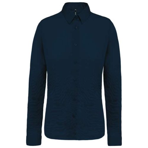 Ladies’ Long-Sleeved Cotton Poplin Shirt – Kariban in Navy