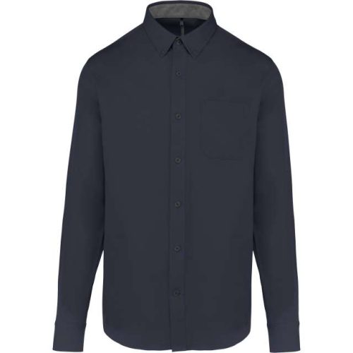 Men's Nevada Long-Sleeve Cotton Shirt – Kariban in Navy