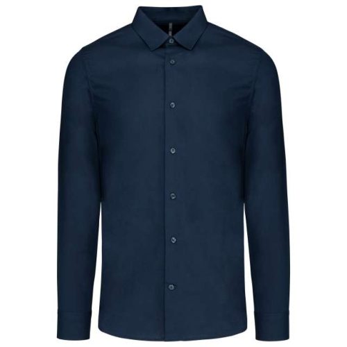 Men’s Long-Sleeved Cotton Poplin Shirt – Kariban in Navy