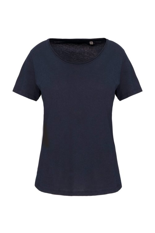 Bio-T-Shirt für Damen mit kurzen Ärmeln und ungesäumtem Halsausschnitt K399 – Kariban in Navy