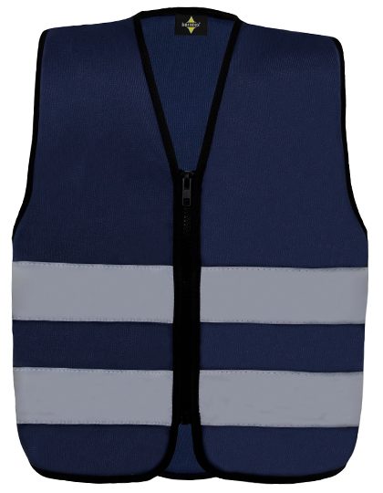 Kids´ Hi-Vis Safety Vest With Front Zipper Aalborg – Korntex in Navy