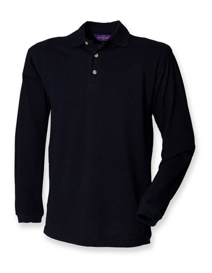 Long Sleeved Cotton Piqué Polo Shirt – Henbury in Navy