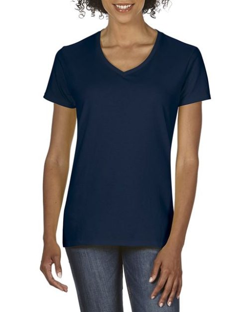 Premium Cotton® Ladies' V-Neck T-Shirt – Gildan in Navy