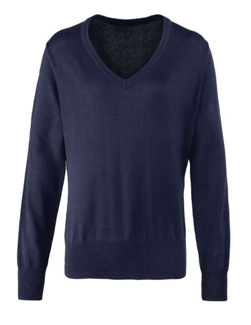 Women's Knitted V-Neck Sweater – Premier in Navy