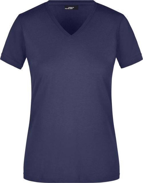 Tailliertes Damen V-Ausschnitt T-Shirt JN 972 – Daiber in Navy