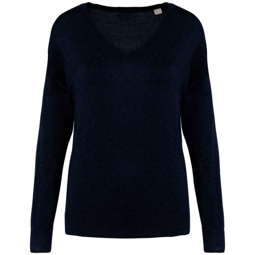 Damenpullover mit V-Ausschnitt aus Lyocell NS921 – Spasso in Navy Blue