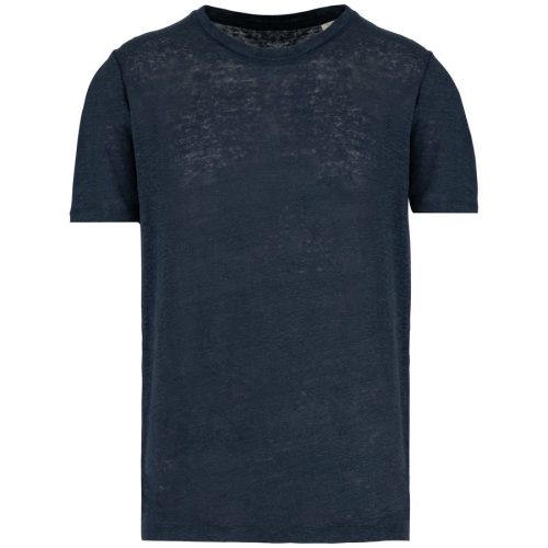 Herren-T-Shirt aus Leinen mit Rundhalsausschnitt NS320 – Spasso in Navy Blue