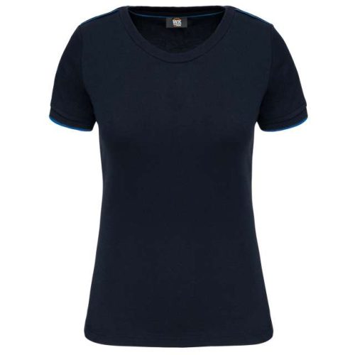 Ladies Short-Sleeved Daytoday T-Shirt – Designed To Work in Navy/Light Royal Blue
