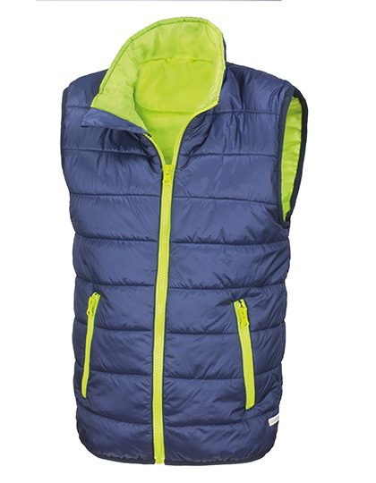Youth Soft Padded Bodywarmer – Result Core in Navy/Lime
