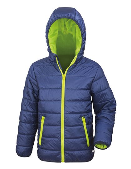 Junior Soft Padded Jacket – Result Core in Navy/Lime