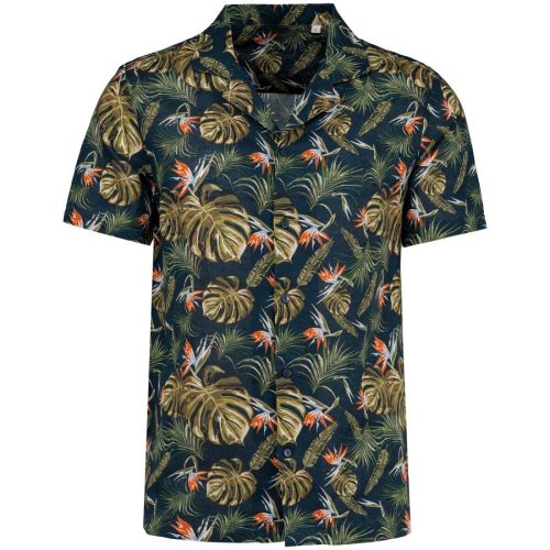Herrenhemd mit Hawaii Motiven NS529 – Native Spirit in Navy Paradise Bird