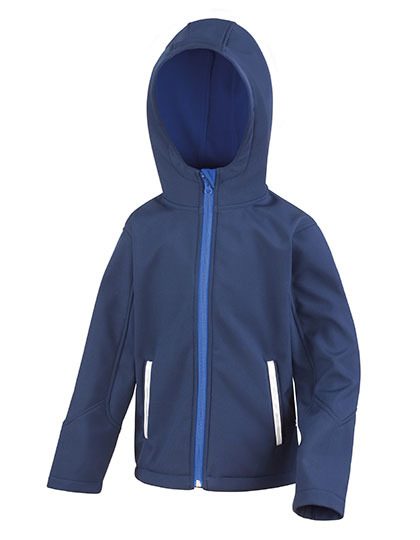 Junior TX Performance Hooded Soft Shell Jacket – Result Core in Navy/Royal