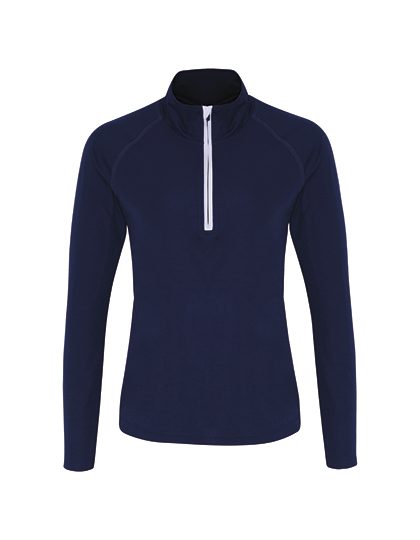 Women´s Long Sleeve Performance ¼ Zip – TriDri® in Navy/White