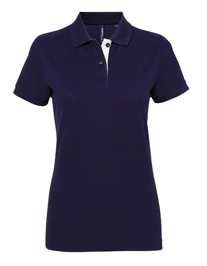 Women´s Classic Fit Contrast Polo – Asquith & Fox in Navy/White