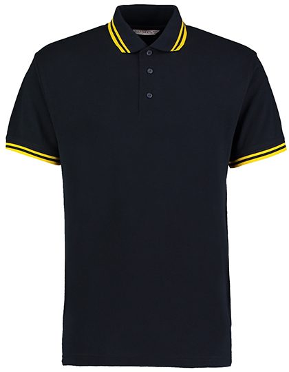 Herren Kontrast Piqué Polo KK 409 – Kustom Kit in Navy/Yellow