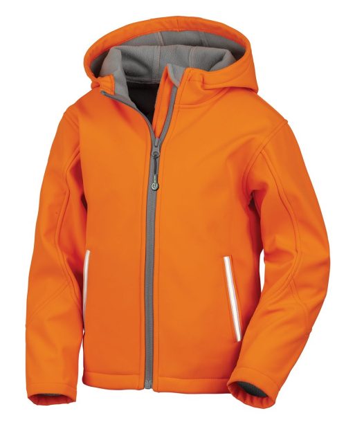 Kids Tx Performance Hooded Softshell Jacket R224J-R224Y – Result in Neon Orange