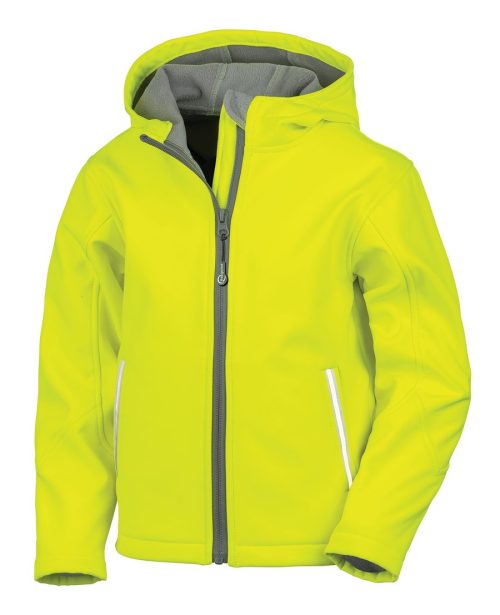 Kids Tx Performance Hooded Softshell Jacket R224J-R224Y – Result in Neon Yellow