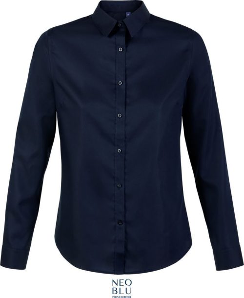 Micro-Twill Bluse langarm Blaise Women – NEOBLU in Night Blue