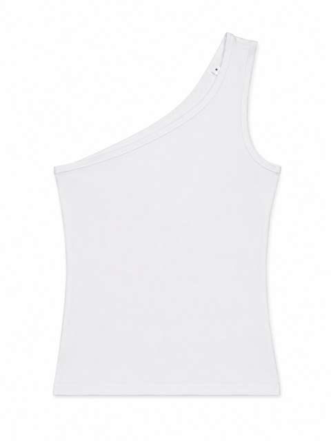 Womens Fitted One Shoulder Top – True Blanks in Off White