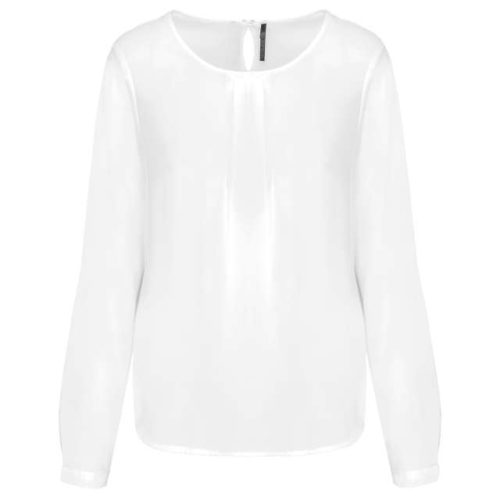Ladies' Long-Sleeved Crepe Blouse – Kariban in Off White