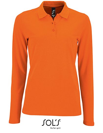 Women´s Long-Sleeve Piqué Polo Shirt Perfect – SOL´S in Orange