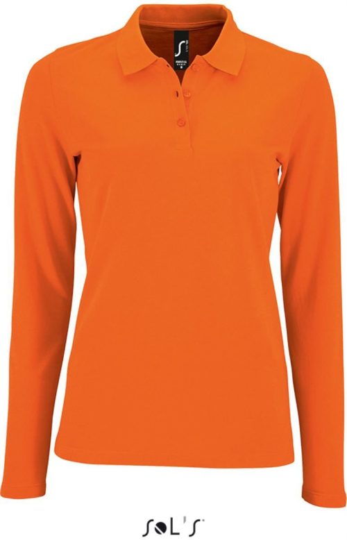 Damen Piqué Polo langarm Perfect LSL Women – SOL'S in Orange