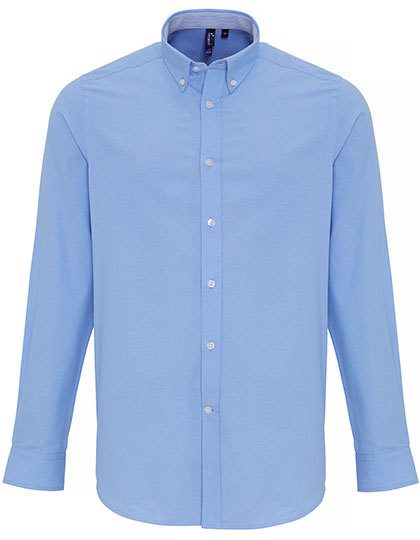Men´s Cotton Rich Oxford Stripes Shirt – Premier Workwear in Oxford Blue (Ca. Pantone 7453C)