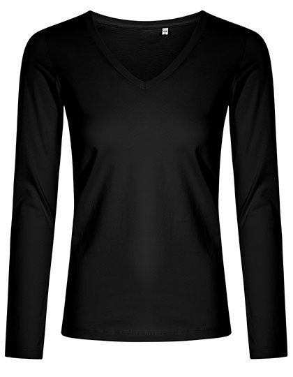 Women´s V-Neck T-Shirt Long Sleeve – X.O by Promodoro in Petrol