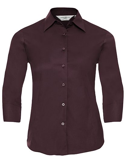 Ladies' Long Sleeve Classic Pure Cotton Poplin Shirt – Russell Athletic Collection in Port