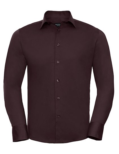 Men's Long Sleeve Fitted Stretch Shirt – Russell Athletic Collection in Port