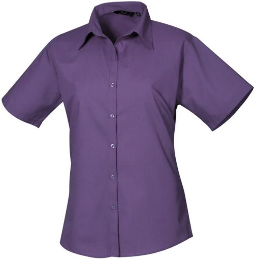 Women's Short Sleeve Poplin Blouse – Premier in Purple
